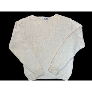 Cambridge Dry Goods Cream Cotton Knit Sweater Pullover Long Sleeves Women's XL